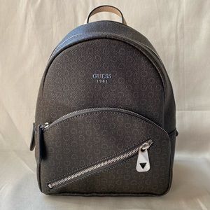 Guess Logo Monogram Mini Backpack Chocolate Brown